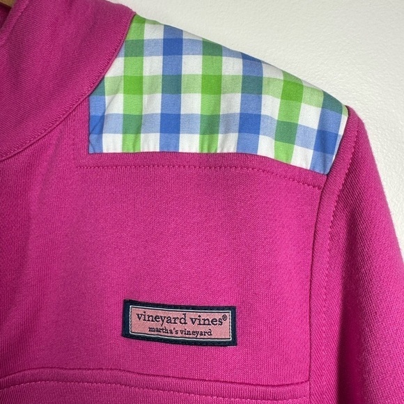 Vineyard Vines Hot Pink Gingham Shep Sweater Medium‎ - Picture 2 of 5
